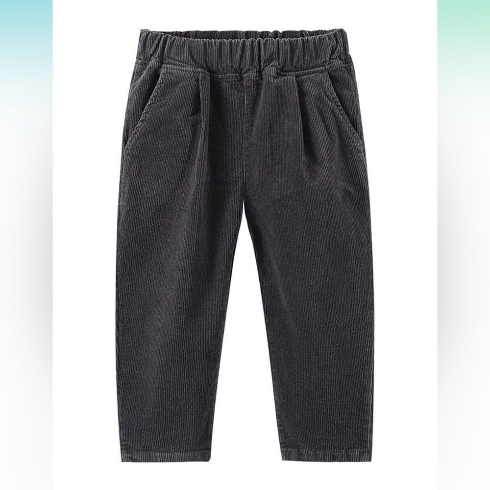 Mud Kingdom Boys Girls Corduroy Pants Pull On Plain Elastic Waist